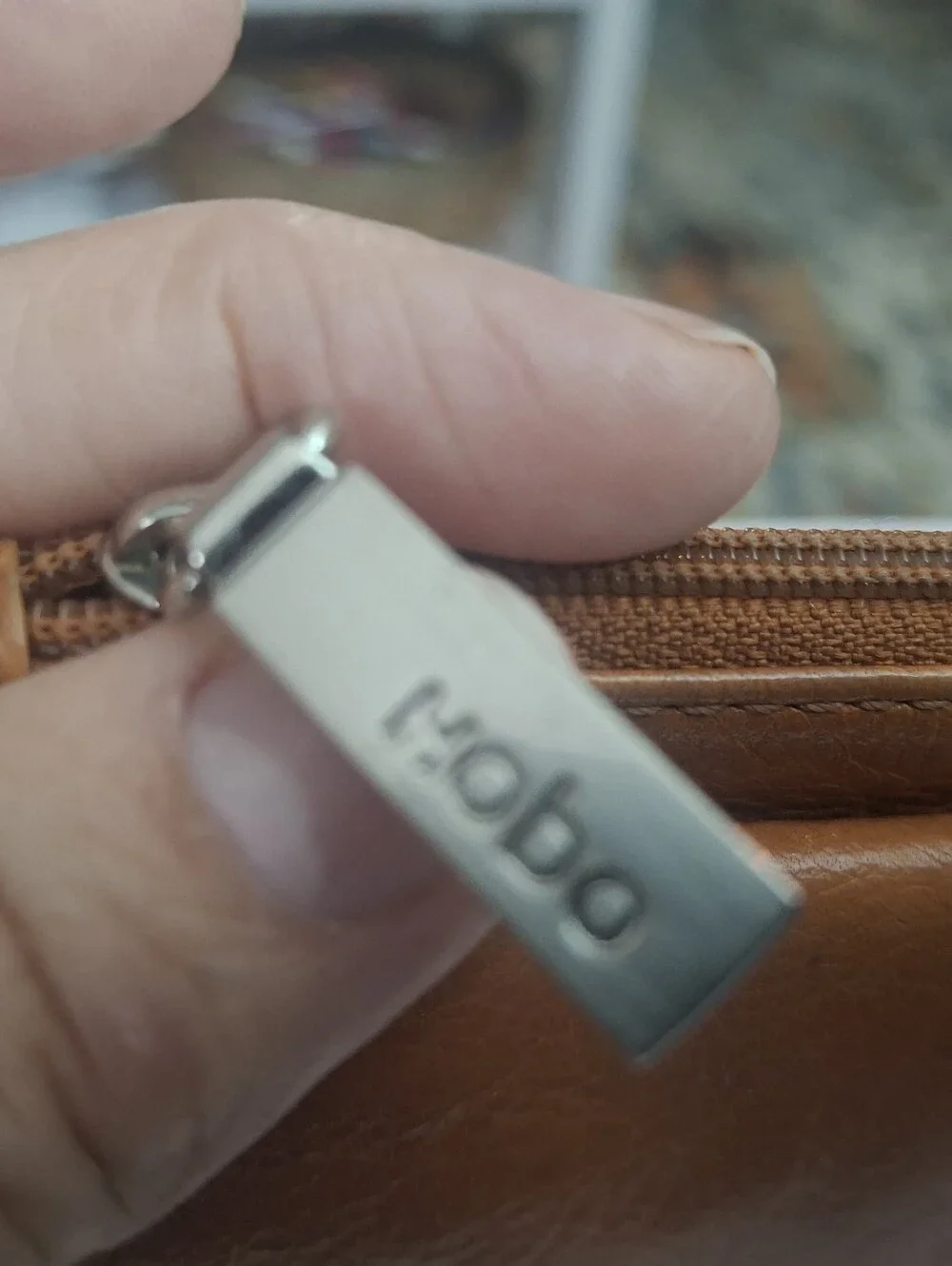 HOBO Tan Leather Zip Wallet with Front Flap Pocket